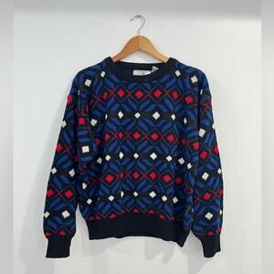 Vtg Colorful Geometric Dad Sweater Size Medium